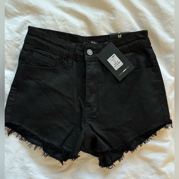 (New) Fashion Nova - Black Denim Jean Shorts (Size M) - Picture 3 of 5